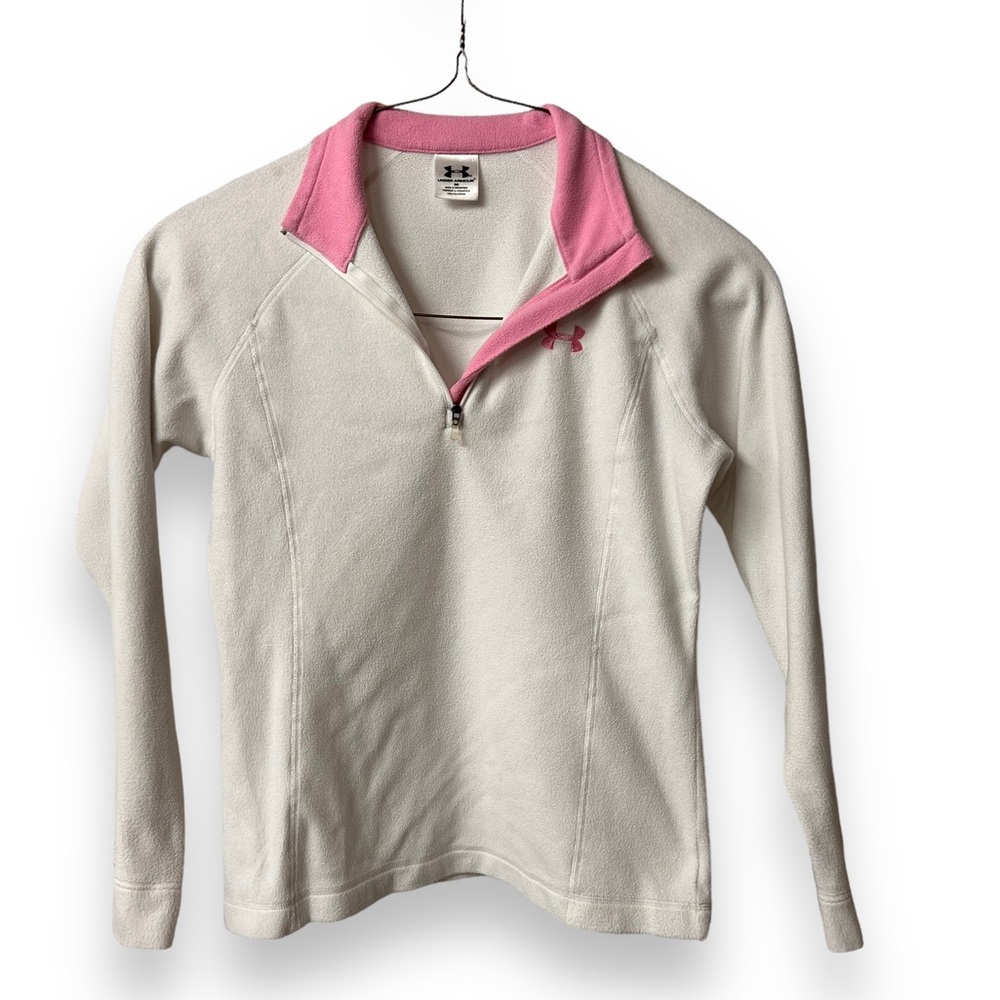 Under armour white with pink trim pullover
